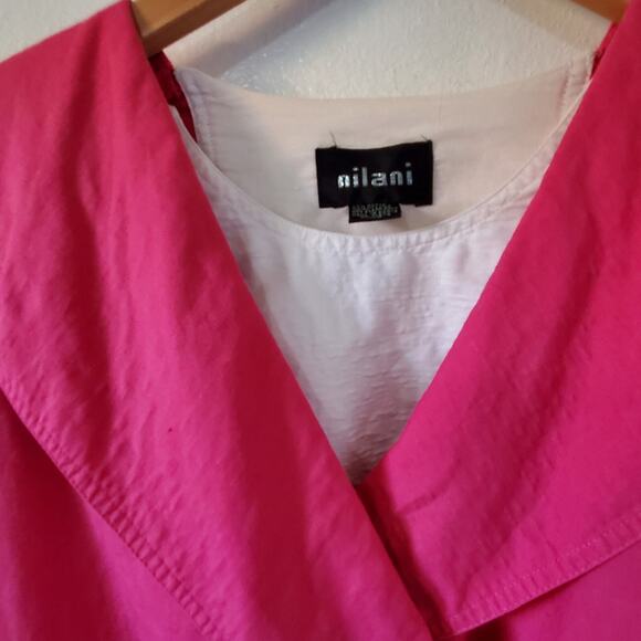 Vintage Nilani Womens 7/8 Dress Drop Waist Pink White 20s Inspired Dolman - Picture 6 of 16